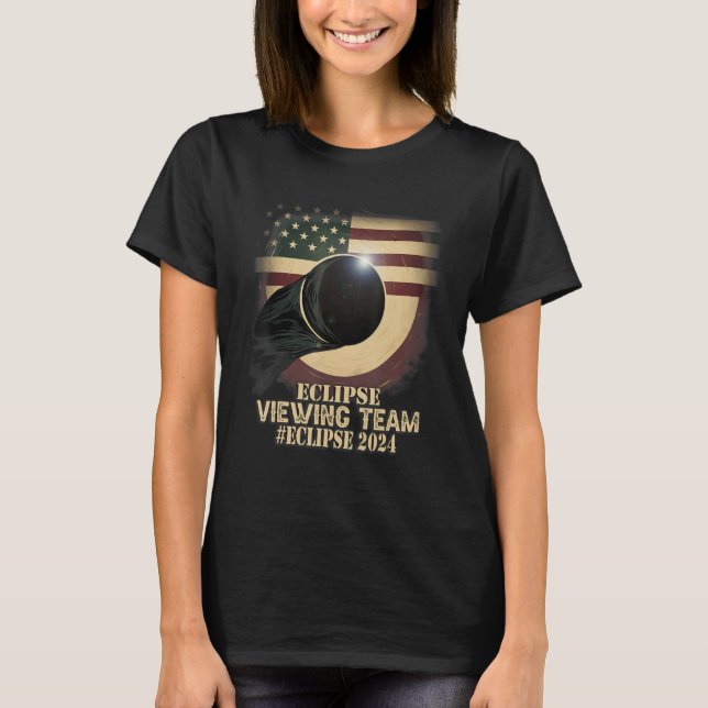 Camiseta Retro US Flag Total Solar Eclipse Viewing Team 202 (Anverso)