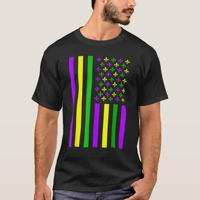 Camiseta Retro US Mardi Gras Flag Mardi Gras American Men W (Anverso)