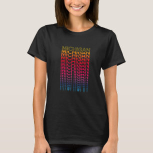 Camiseta Retro Usa Colorful State Nostalgic Michigan