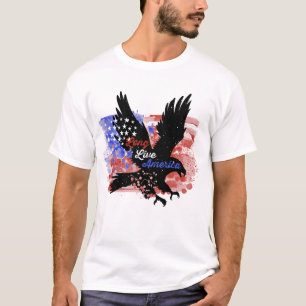 Camiseta Retro USA Eagle Watercolor Larga vida a América Te