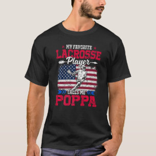 Camiseta Retro Usa Flag Lacrosse Player Calls Me Poppa 4th