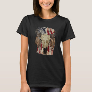 Camiseta Retro Uu Bandera Boho Skull Occidental Country Cow