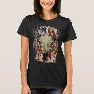 Camiseta Retro Uu Bandera Boho Skull Occidental Country Cow