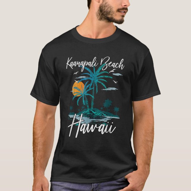 Camiseta Retro Vacacional Familiar Sunset Hawaii Playa Kaan (Anverso)