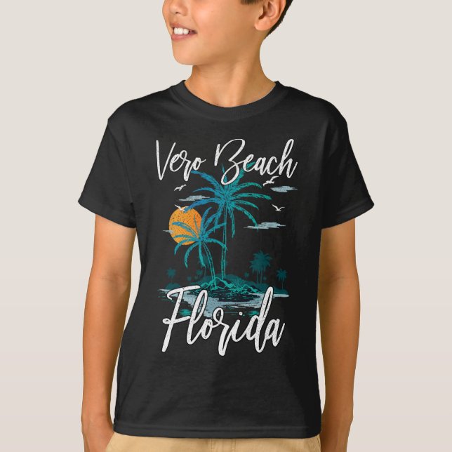 Camiseta Retro Vacacional Retro Sunset Florida Vero Beach (Anverso)
