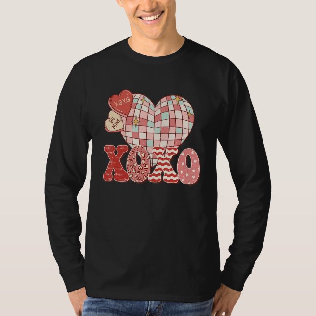 Camiseta Retro Valentine's Day XOXO Love Disco Heart Valent (Anverso)