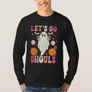 Camiseta Retro Vamos Ghouls Groovy Lindo Fantasma Halloween