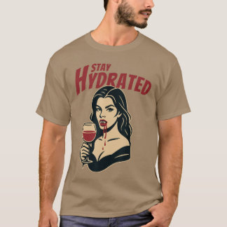 Camiseta Retro Vampire PinUp Stay Hydrated Gothic Humor Win
