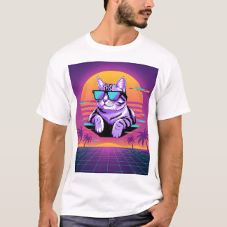 Camiseta Retro vaporwave cat