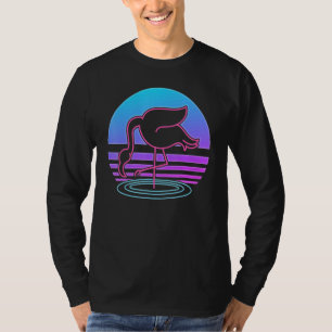 Camiseta Retro Vaporwave Exótico Bird Synthwave Flamingo