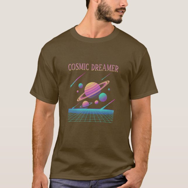 Camiseta Retro Vaporwave Planets Synthwave (Anverso)