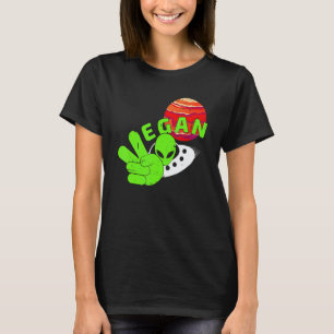 Camiseta Retro Vegan Alien Signo de Paz Basada en