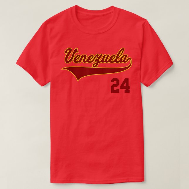 Camiseta Retro Venezuela Béisbol Vinotinto Beisbol 24 (Diseño del anverso)