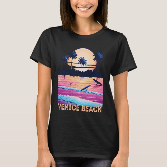 Camiseta Retro Venice Beach California Souvenir Surf (Anverso)