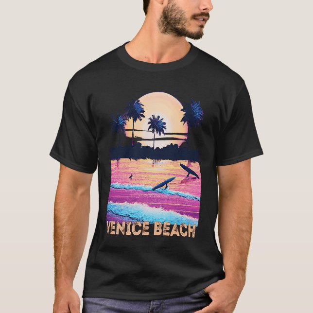 Camiseta Retro Venice Beach California Souvenir Surf (Anverso)