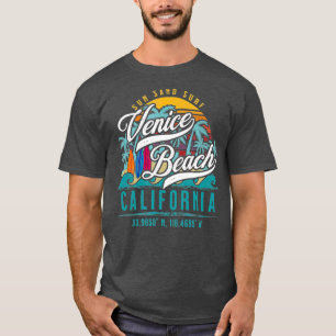 Camiseta Retro Venice Beach California Sun Sand Surf Palm