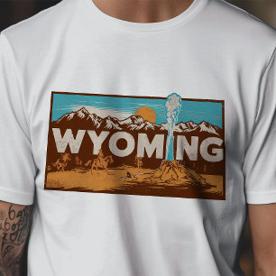 Camiseta Retro Viaje Icono Gráfico de Wyoming