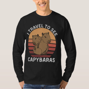 Camiseta Retro Viajo Para Ver Capybaras Vintage Capybaras