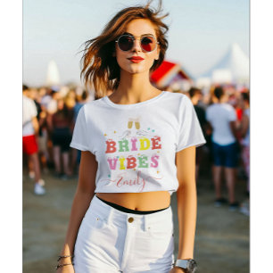 Camiseta Retro Vibes de novia Nombre personalizado Bachelor