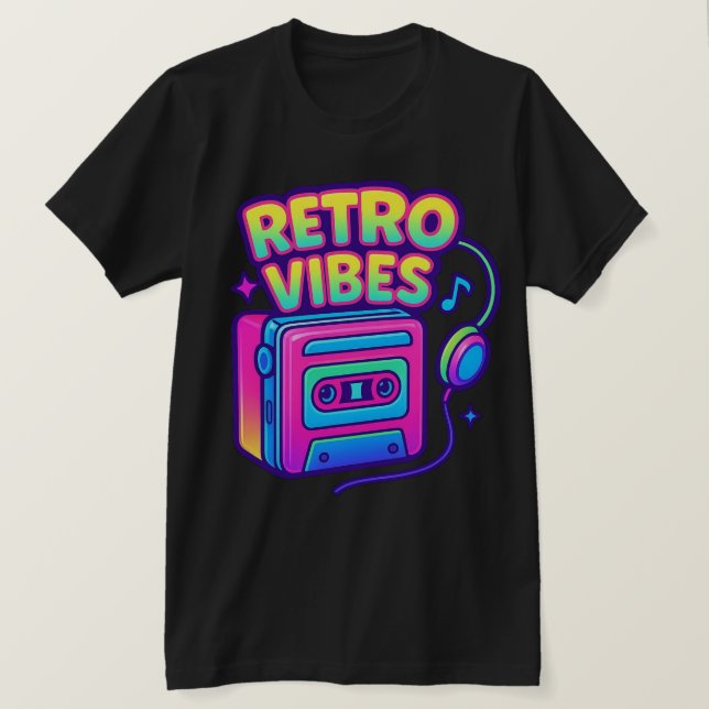 Camiseta Retro Vibes Neon Cassette Player (Anverso del diseño)