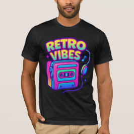Camiseta Retro Vibes Neon Cassette Player