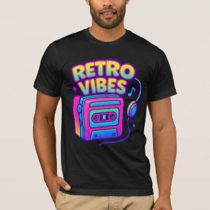 Camiseta Retro Vibes Neon Cassette Player