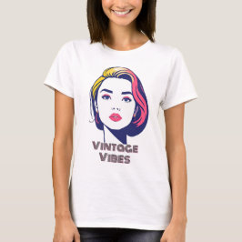 Camiseta Retro Vibrante Retro Retrato De Mujer De Arte Pop