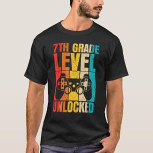 Camiseta Retro Video Gamer 7th Grade Level Unlocked Back To