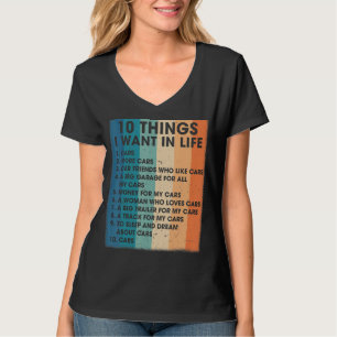 Camiseta Retro Vintage 10 Cosas Que Quiero En Mi Vida Más