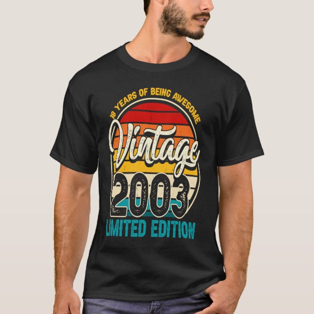 Camiseta Retro Vintage 2003 18º cumpleaños (Anverso)