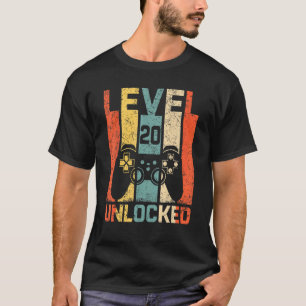 Camiseta Retro Vintage 20th Birthday Gamer Level 20 Unlocke