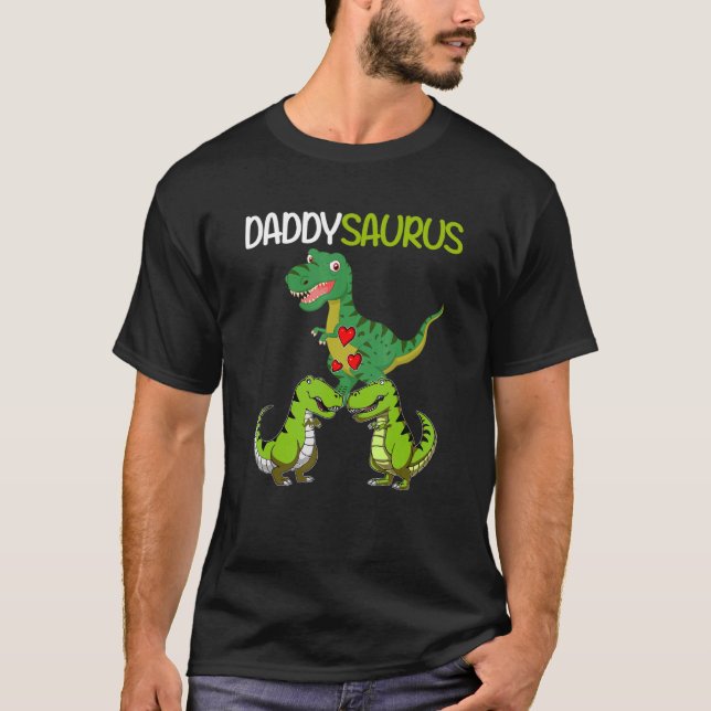 Camiseta Retro Vintage 2 niños Daddysaurus Dinosaurio (Anverso)