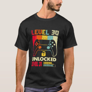 Camiseta Retro Vintage 30th Birthday Gamer Level 30 Unlocke
