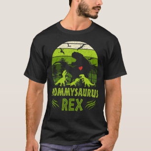 Camiseta Retro Vintage 3 Niños Familia de Dinosaurios Mommy