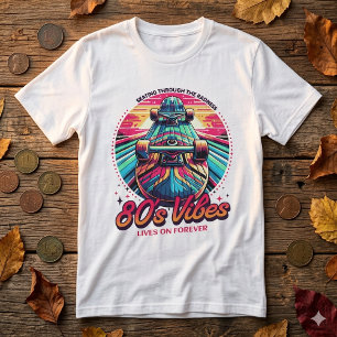 Camiseta Retro Vintage 80s Skateboard Amanecer