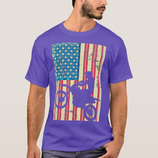 Camiseta Retro Vintage American Flag Dirt Bike T  4th of