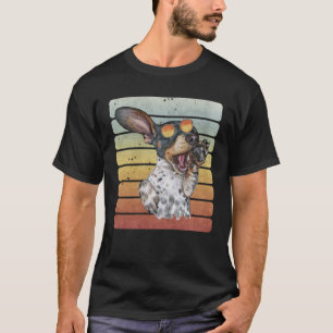 Camiseta Retro Vintage Atardecer Negro Marrón Cachorro Dach