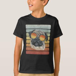 Camiseta Retro Vintage Atardecer Pug Mamá Papá