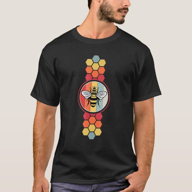 Camiseta Retro Vintage Bee Honeycomb Beekeeper Beekeeping (Anverso)