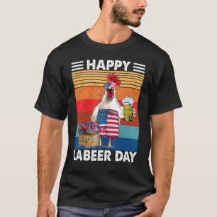 Camiseta Retro Vintage Beer Laber Day Pollo Us Bandera Cita
