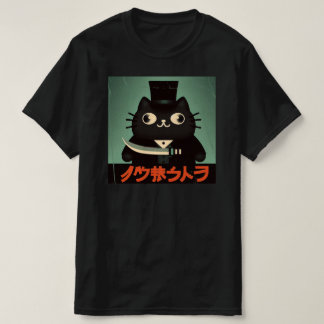 Camiseta Retro Vintage Black Cat with Suit and Knife Japan
