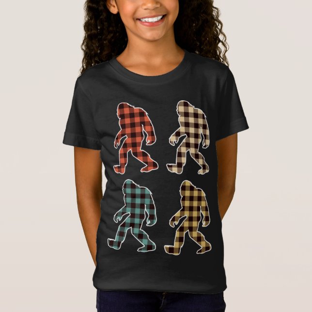 Camiseta Retro Vintage Buffalo Plaid Bigfoot Sasquatch Chri (Anverso)