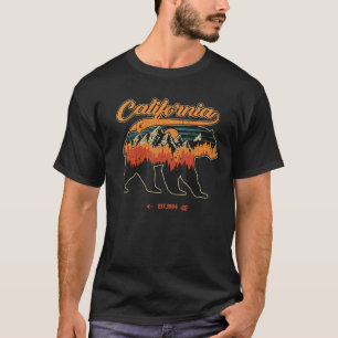 Camiseta Retro Vintage California State Flag Bear Sunset Mo