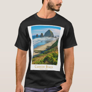 Camiseta Retro Vintage Cannon Beach Haystack Rock
