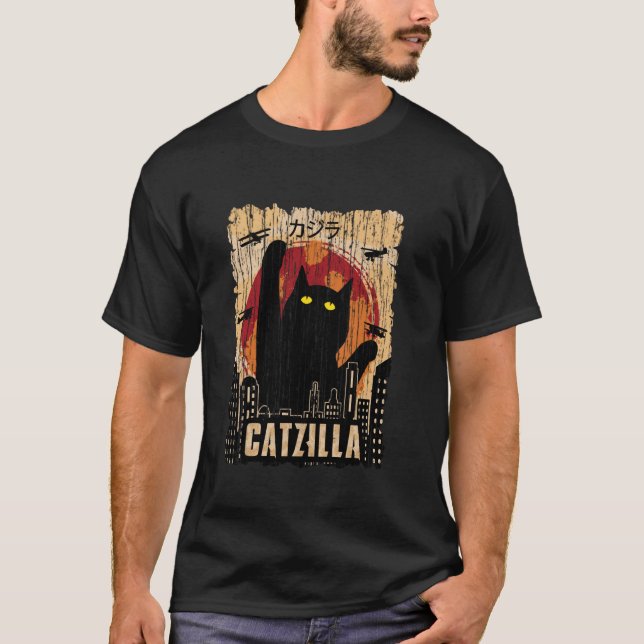 Camiseta Retro Vintage Catzilla (Anverso)