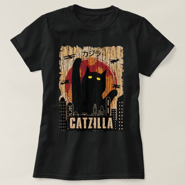 Camiseta Retro Vintage Catzilla Tshirt  948 Copy (Diseño del anverso)
