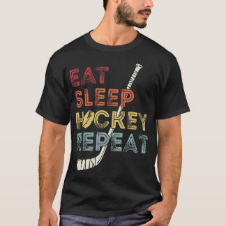 Camiseta Retro Vintage - Comer Dormir Hockey Repetir Divert