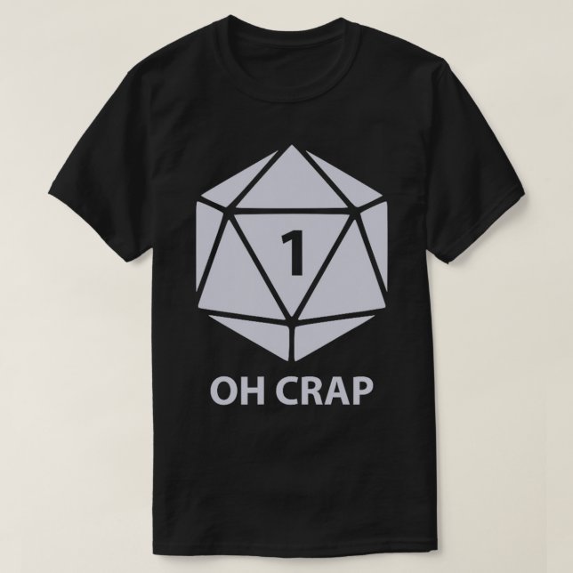 Camiseta Retro Vintage D20 Oh Crap (Diseño del anverso)