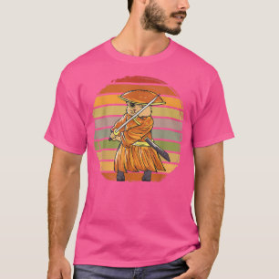 Camiseta Retro vintage de Katana, gato japonés samurai (2)
