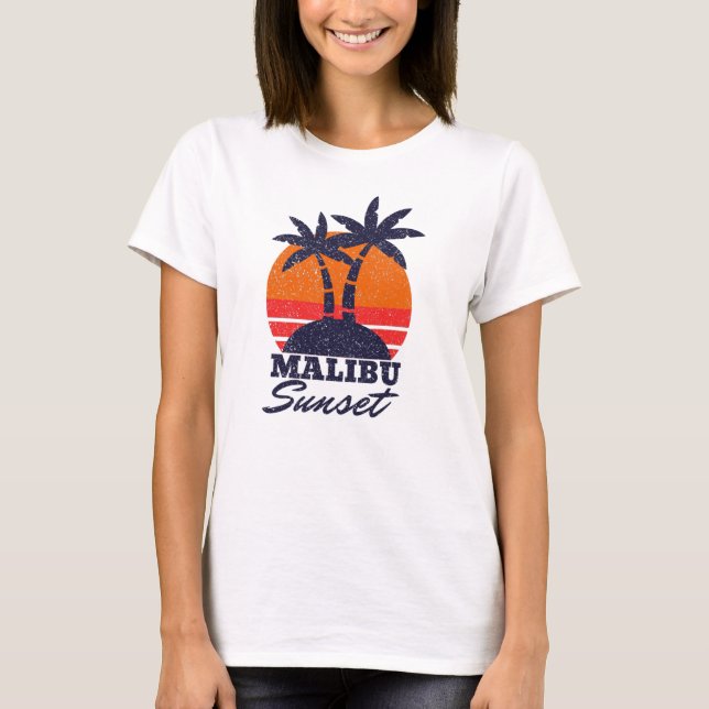 Camiseta retro vintage de Malibu Sunset (Anverso)